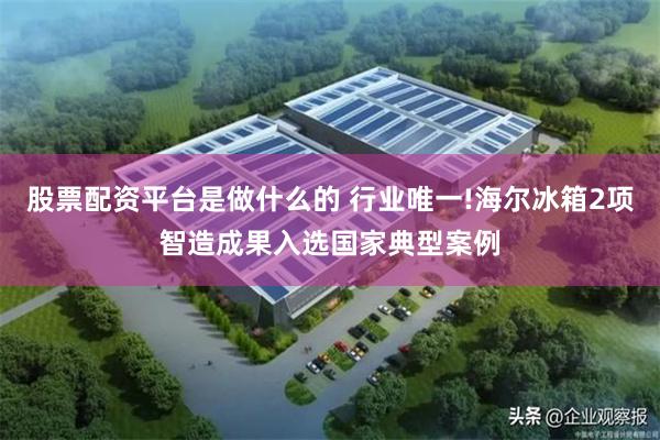 股票配资平台是做什么的 行业唯一!海尔冰箱2项智造成果入选国家典型案例