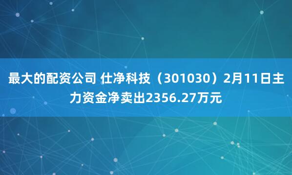 最大的配资公司 仕净科技（301030）2月11日主力资金净卖出2356.27万元