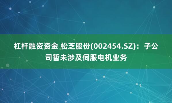 杠杆融资资金 松芝股份(002454.SZ)：子公司暂未涉及伺服电机业务