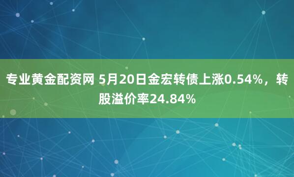 专业黄金配资网 5月20日金宏转债上涨0.54%，转股溢价率24.84%