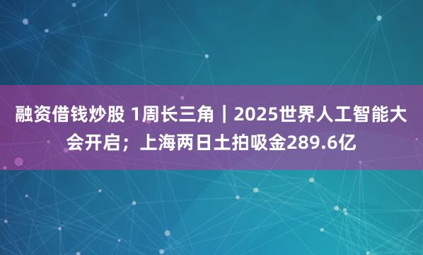 融资借钱炒股 1周长三角｜2025世界人工智能大会开启；上海两日土拍吸金289.6亿