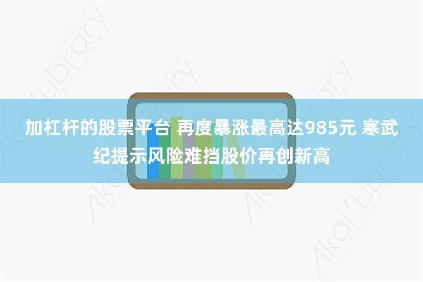 加杠杆的股票平台 再度暴涨最高达985元 寒武纪提示风险难挡股价再创新高